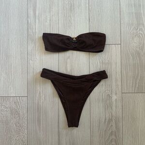 Brown Bandeau Bikini Set